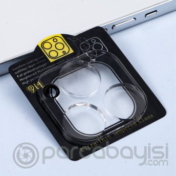 ALLY İPhone 14 Pro-14 Pro Max 3D Full Tempered Glass Cam Kamera Koruyucu