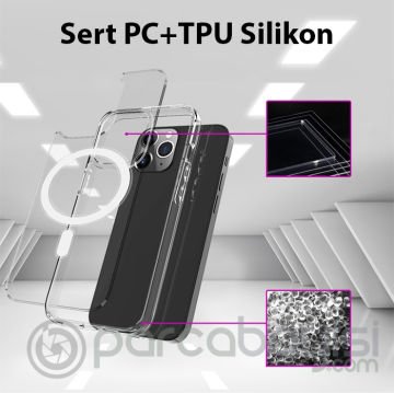 ALLY iPhone 14 6.1inç Magsafe Uyumlu Manyetik Sert Silikon Kılıf