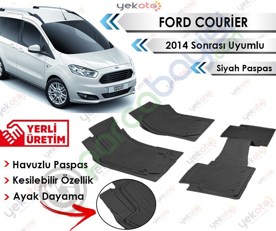 Ford Courier 2014 Sonrası Uyumlu Havuzlu Kesilebilir Siyah Paspas