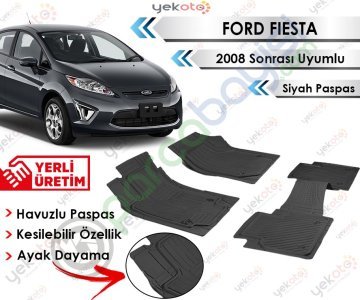 Ford Fiesta 2008 Sonrası Uyumlu Havuzlu Kesilebilir Siyah Paspas