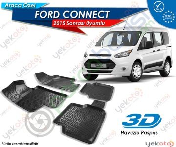 Ford Connect 2015 Sonrası Uyumlu Araca Özel 3D Havuzlu Paspas