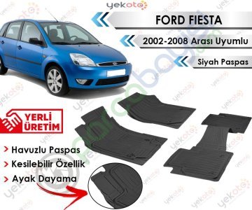 Ford Fiesta 2002-2008 Arası Uyumlu Havuzlu Kesilebilir Siyah Paspas