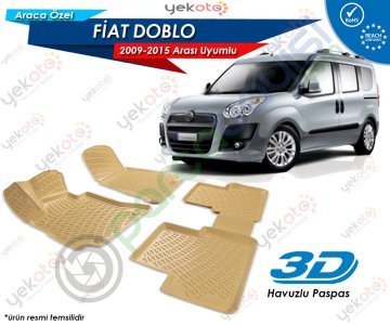 Fiat Doblo 2009-2015 Arası Uyumlu Bej Araca Özel 3D Havuzlu Paspas