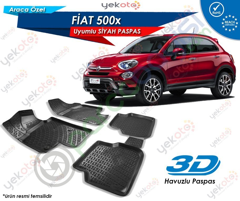Fiat 500X Uyumlu Araca Özel 3D Havuzlu Paspas