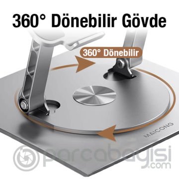 ALLY MC LS928 Premium 360 Dönebilen Ayarlanabilir Alüminyum Laptop-Bilgisayar Standı