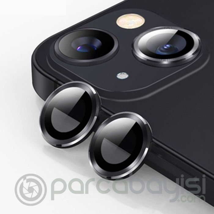ALLY iPhone 14-14 Plus 3D Metal Çerçeveli Kamera Lens Koruyucu