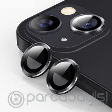 ALLY iPhone 14-14 Plus 3D Metal Çerçeveli Kamera Lens Koruyucu
