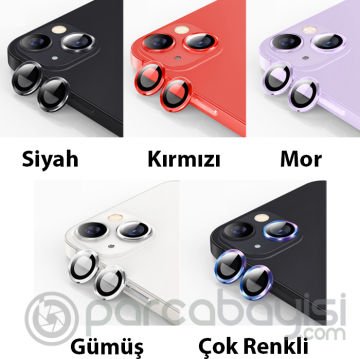 ALLY iPhone 14-14 Plus 3D Metal Çerçeveli Kamera Lens Koruyucu