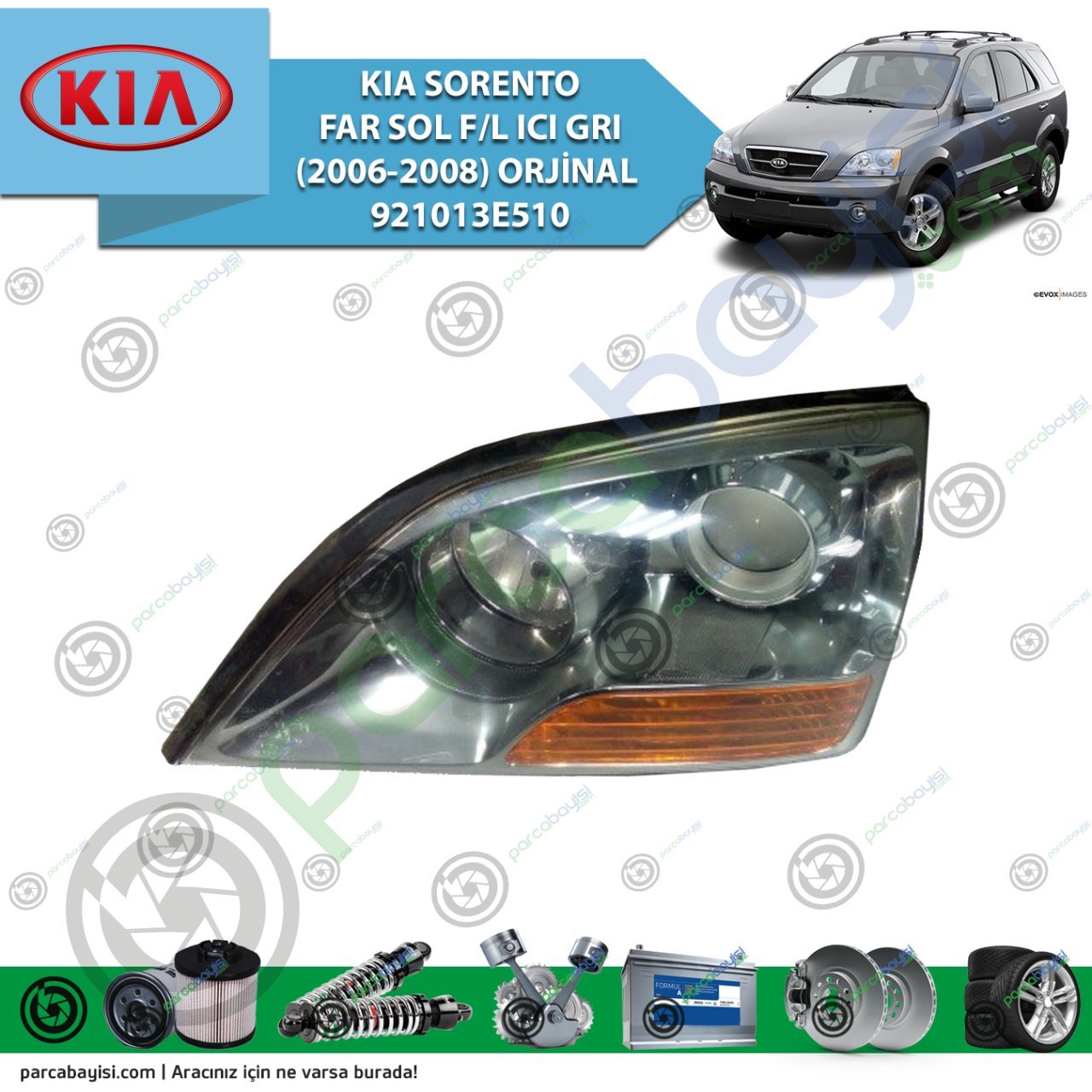 Kia Sorento Far Sol F/L Icı Grı (2006-2008) Orjinal | 921013E510