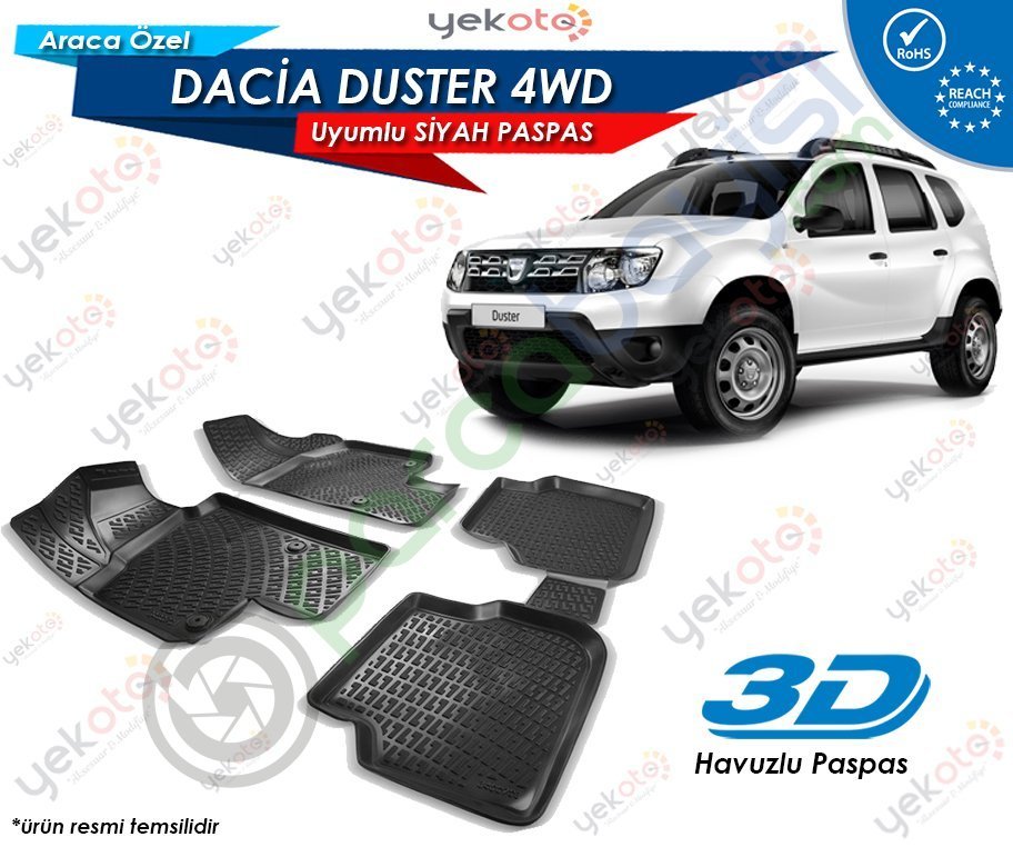 Dacia Duster 4Wd Uyumlu Araca Özel 3D Havuzlu Paspas