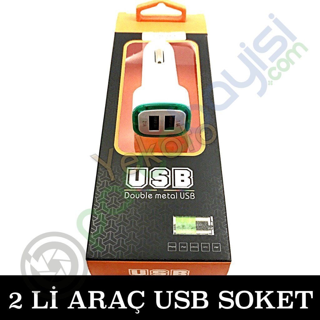 Araç Usb Soket 2 Usb'Li Işıklı Çakmaklık Şarj Aparatı 2.1 A Hızlı Şarj