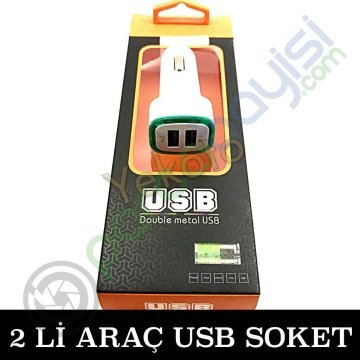 Araç Usb Soket 2 Usb'Li Işıklı Çakmaklık Şarj Aparatı 2.1 A Hızlı Şarj