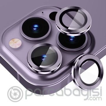 ALLY iPhone 14 Pro-14 Pro Max 3D Metal Çerçeveli Kamera Lens Koruyucu