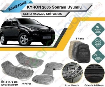 Sangyong Kyron 2005 Sonrası Uyumlu Extra Havuzlu Kesilebilir Gri Paspas