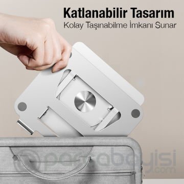 ALLY MC LS652 Premium 360 Dönebilen Ayarlanabilir ve Katlanabilir Alüminyum Laptop-Bilgisayar Standı