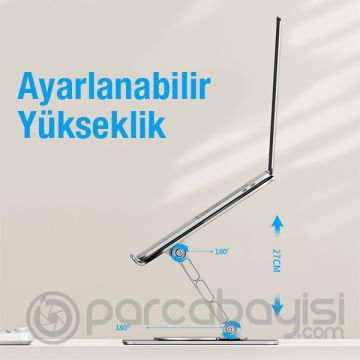 ALLY MC LS652 Premium 360 Dönebilen Ayarlanabilir ve Katlanabilir Alüminyum Laptop-Bilgisayar Standı