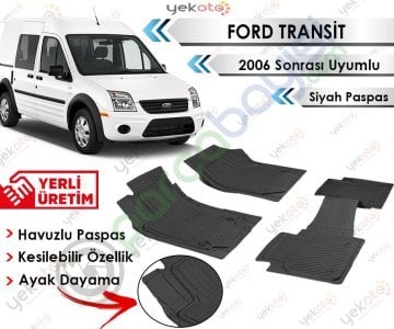 Ford Transit 2006 Sonrası Uyumlu Havuzlu Kesilebilir Siyah Paspas