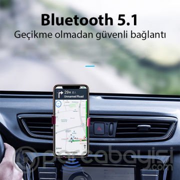 ALLY T50 Bluetooth 5.1 USB Wireless Kablosuz Adaptör+Fm Transmitter