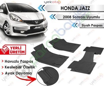 Honda Jazz 2008 Sonrası Uyumlu Havuzlu Kesilebilir Siyah Paspas