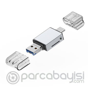 ALLY USB 3.0+Type-c+Lightning Sd Kart Okuyucu - Hızlı Card Reader