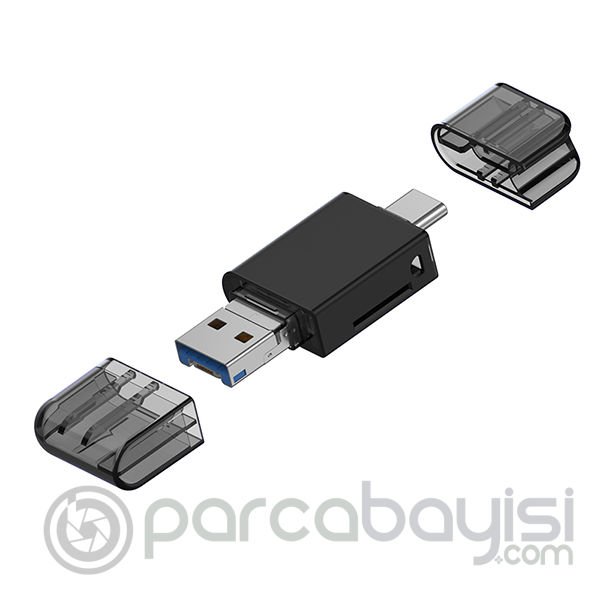 ALLY USB 3.0+Type-c+Lightning Sd Kart Okuyucu - Hızlı Card Reader