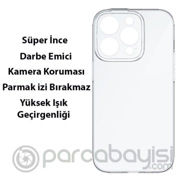 Baseus Simple Case iPhone 14 Pro 6.1 Kamera Korumalı İnce Silikon Şeffaf Kılıf