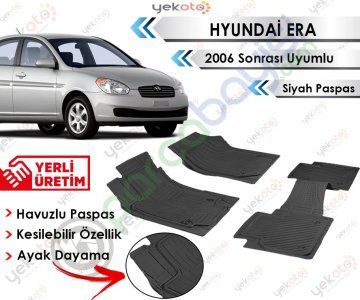 Hyundai Era 2006 Sonrası Uyumlu Havuzlu Kesilebilir Siyah Paspas