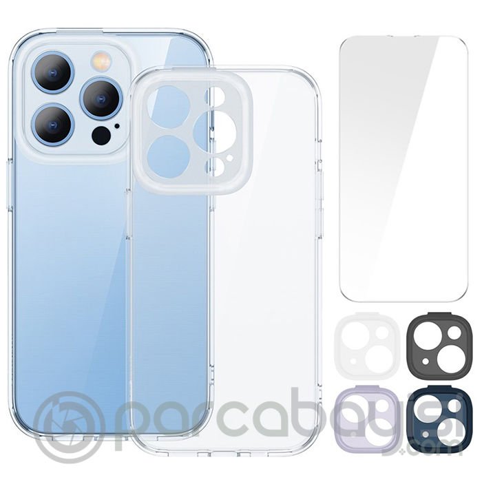 Baseus Illusion Series iPhone 14 Pro Silikon Kılıf +Tempered Ekran Koruyucu +4x Kamera Koruyucu Set