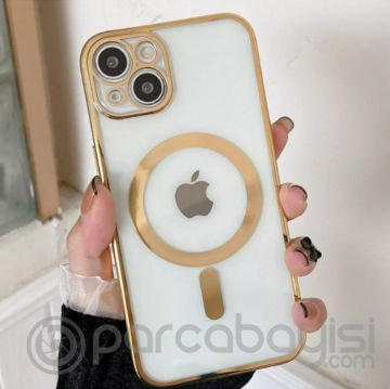 ALLY iPhone 13 6.1inç Renkli Kenar Lazer Çerçeveli Magsafe Uyumlu Silikon Kılıf