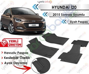 Hyundai İ20 2015 Sonrası Uyumlu Havuzlu Kesilebilir Siyah Paspas