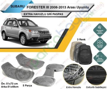 Subaru Forester Iıı 2008-2013 Arası Uyumlu Extra Havuzlu Kesilebilir Gri Paspas