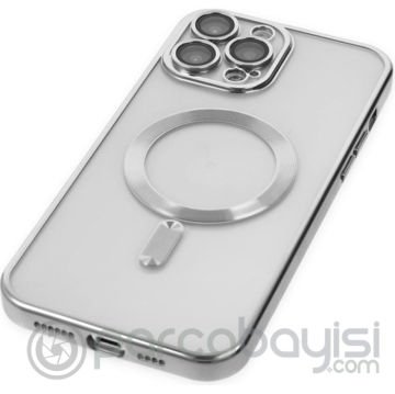 ALLY iPhone 12 Pro 6.1inç Renkli Kenar Lazer Çerçeveli Magsafe Uyumlu Silikon Kılıf