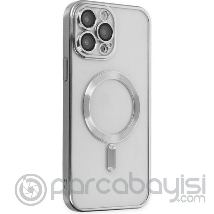 ALLY iPhone 12 Pro 6.1inç Renkli Kenar Lazer Çerçeveli Magsafe Uyumlu Silikon Kılıf