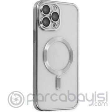 ALLY iPhone 12 Pro 6.1inç Renkli Kenar Lazer Çerçeveli Magsafe Uyumlu Silikon Kılıf