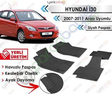 Hyundai İ30 2007-2011 Arası Uyumlu Havuzlu Kesilebilir Siyah Paspas