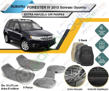 Subaru Forester Iv 2013 Sonrası Uyumlu Extra Havuzlu Kesilebilir Gri Paspas