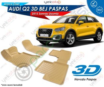 Audi Q2 2015 Sonrası Uyumlu Bej Araca Özel 3D Havuzlu Paspas