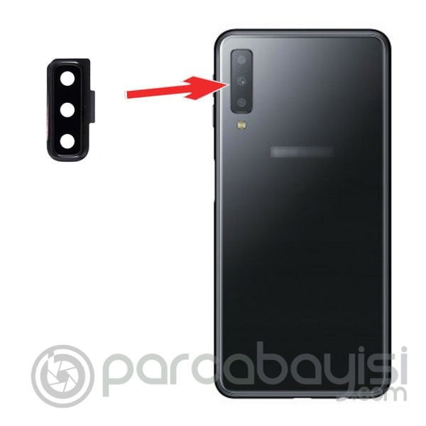 SM Galaxy A7 (2018) A750 Arka Kamera Lens Camı Ve Çerçeve Full