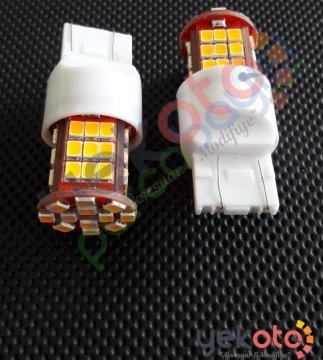 Yekled T20 Çift Duy Ampul Led Turuncu/Amber Işık Pro Canbus Arıza Işığı Yakmaz Gündüz Farı 48 Led 2 Adet