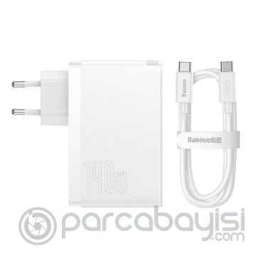 Baseus GaN5 Pro 140W Fast Charger 2 Type-C+1 USB PD Ultra Hızlı Şarj Aleti+Baseus Şarj Kablosu
