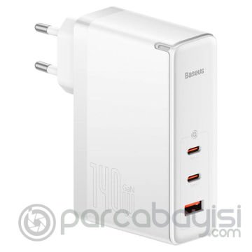 Baseus GaN5 Pro 140W Fast Charger 2 Type-C+1 USB PD Ultra Hızlı Şarj Aleti+Baseus Şarj Kablosu