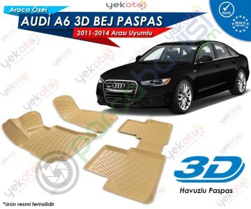 Audi A6 2011-2014 Arası Uyumlu Bej Araca Özel 3D Havuzlu Paspas