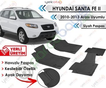 Hyundai Santa Fe 2010-2013 Arası Uyumlu Havuzlu Kesilebilir Siyah Paspas