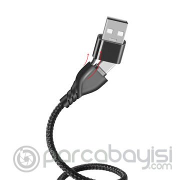 ALLY 2in1 USB Lightning To PD Kablosu+USB Kablo