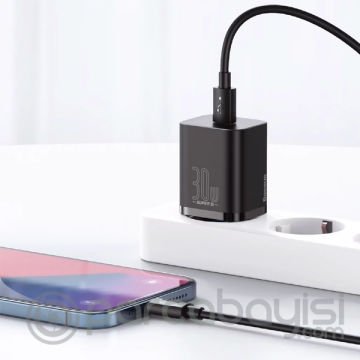 Baseus Super Si 1C 30W PD Type-C Hızlı Şarj Adaptörü - İPhone 15-14-13-12-11 Hızlı Şarj