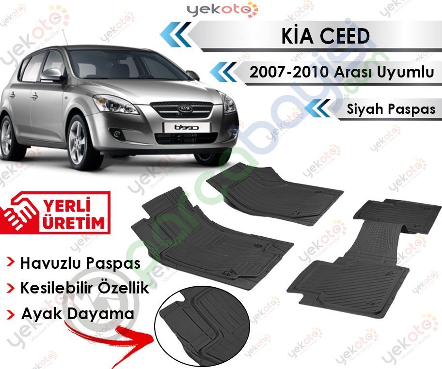 Kia Ceed 2007-2010 Arası Uyumlu Havuzlu Kesilebilir Siyah Paspas