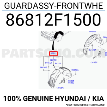 Kia Sportage Ön Çamurluk İç Davlumbaz Sağ Orjinal | 86812F1500