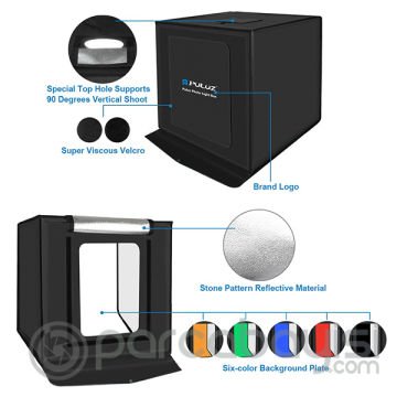 PULUZ Profesyonel 40 X 40CM LED Işıklı Ürün Fotoğraf Çekim Çadırı Katlanabilir Portatif 30W 5500K