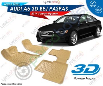 Audi A6 2014 Sonrası Uyumlu Bej Araca Özel 3D Havuzlu Paspas