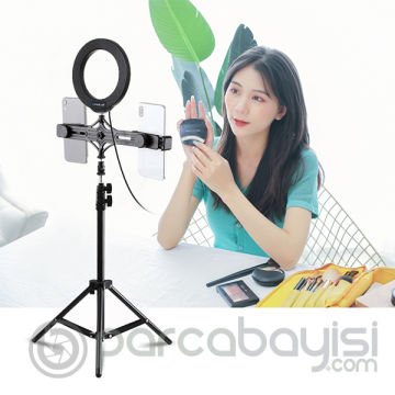 PULUZ 1.1M Çift Telefon tutucu 6.2CM Led Işık Stand Youtuber,Canlı Yayın Selfie TikTok Makeup